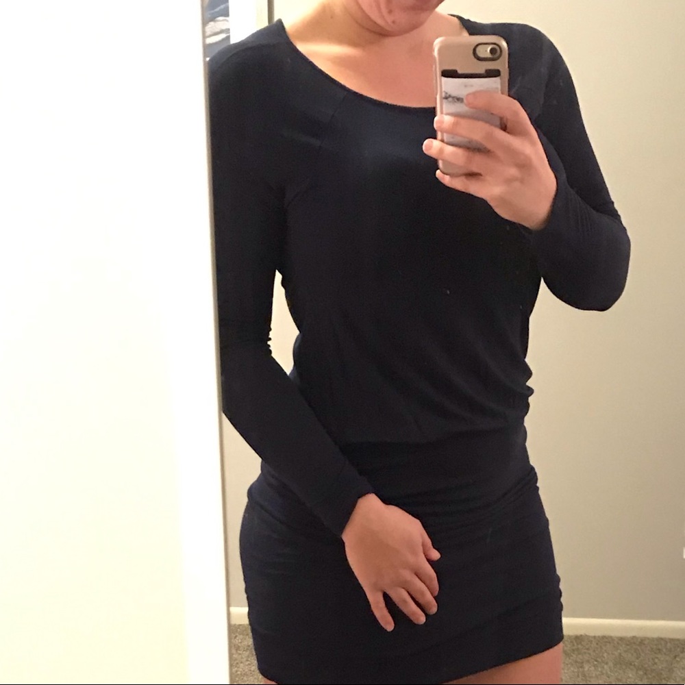 EXPRESS | long sleeve navy stretch dress